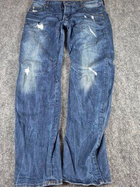 G-star Raw Jeans Mens 30x30 Dark Blue Buttonfly Zip 3D Skinny Jeans Arc Knees